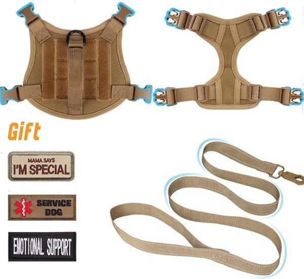 Hanshengday Tactical Dog Harness for Small Dogs, Military Puppy Vest Outdoor Training Dog Harness and Leash, - Image 4