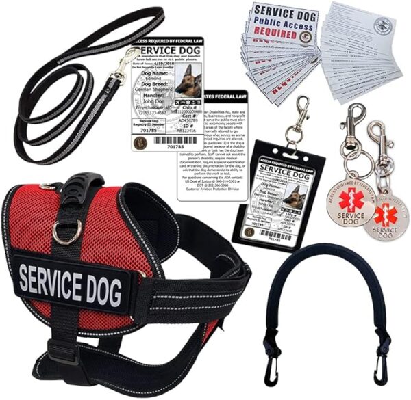 ActiveDogs Service Dog Air-Tech Mesh Service Dog Vest Harness Kit, Size Medium Red