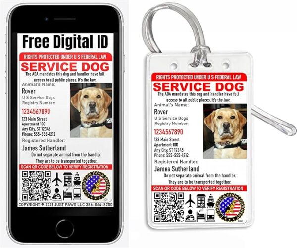 Just 4 Paws Custom Service Dog ID Card with QR Code & Security Seal and Optional Holograph - Image 4