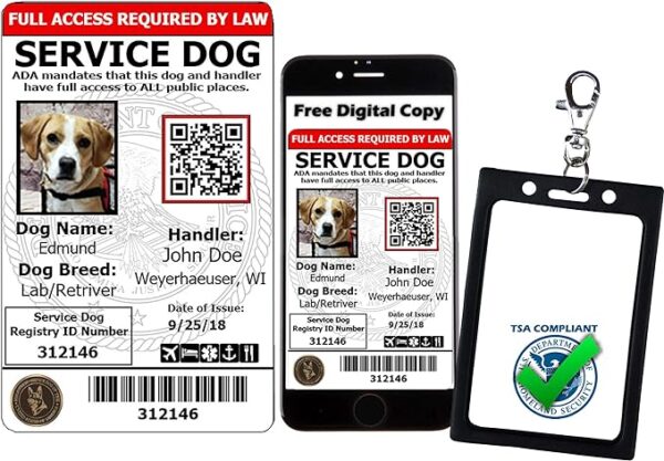 ActiveDogs Registered Service Dog Photo Identification Card w/Clip-On Carrier Holder