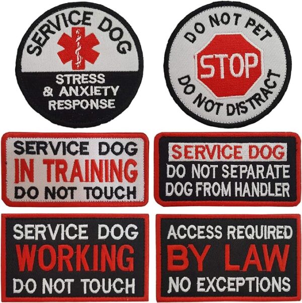 Lightbird 6 PCS Service Dog Embroidered Hook & Loop Morale Patches