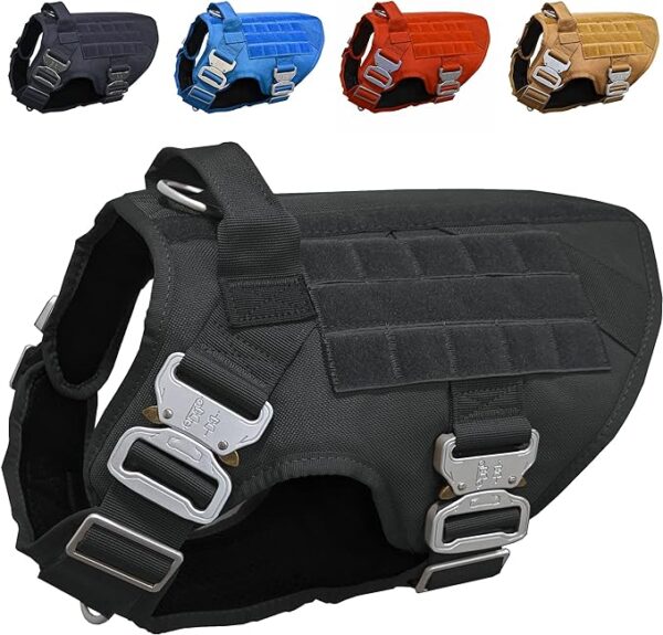 Pets ProMax Tactical Dog Harness with Metal Buckle; Military Style Tactical Dog Vest Harnesses (L)