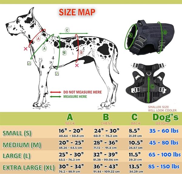 Pets ProMax Tactical Dog Harness with Metal Buckle; Military Style Tactical Dog Vest Harnesses (L) - Image 3