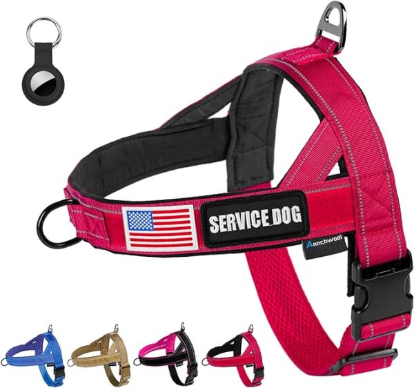 Annchwool No Pull Dog Harness with Airtag Case