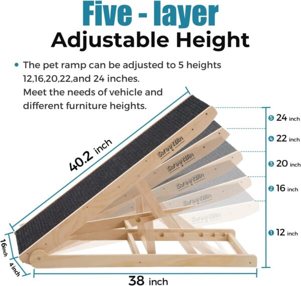 Wooden Adjustable Pet Ramp for All Dogs and Cats - Image 4