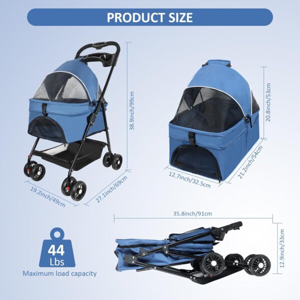 Medium Pet Stroller for Dogs Up to 44lbs - Image 4