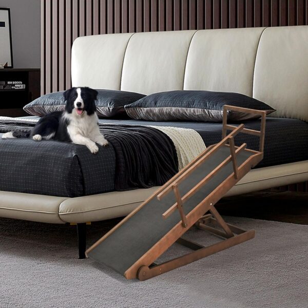 Dog Ramp, 5 Level Adjustable Wooden Folding Pet Ramp